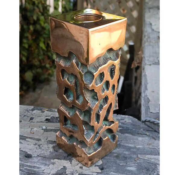Stunning Wes Leonard One of A Kind Solid Polished Cast Bronze Candleholder - Picture 4 of 9
